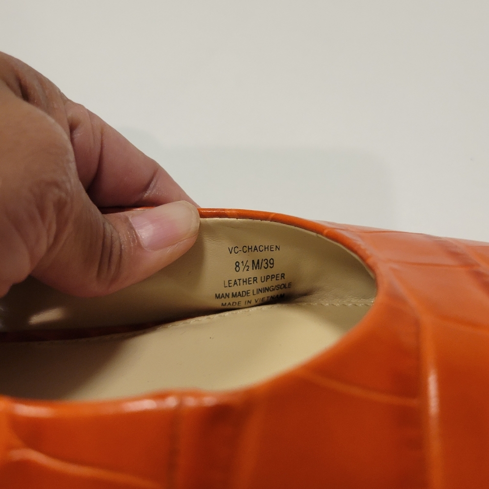 Vince Camuto Orange Croc-Embossed Flats - Picture 5 of 9